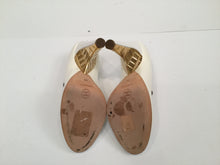 Load image into Gallery viewer, Chanel White Patent Leather Quilted Gold Mary Jane Wedge Strap Heels 07A Novelty Buckled Pumps EU 39 US 8/8.5