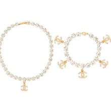 Load image into Gallery viewer, 96P, 1996 Spring RARE Chanel Vintage Gold Metal Crystals CC Bracelet Necklace Set