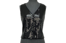Load image into Gallery viewer, Chanel 03C 2003 Cruise Resort Silk Charmeuse Vest with black sequins FR 38