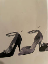 Load image into Gallery viewer, Chanel 2005 black peep toe silk Pearl Strap Heels EU 37 US 6.5/7