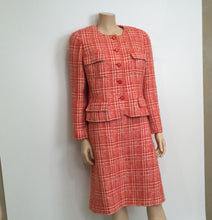 Load image into Gallery viewer, 97P, 1997 Spring Vintage Chanel Boutique Orange Tweed Plaid Wool Skirt US 10