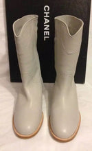 Load image into Gallery viewer, NIB New in Box Chanel 13C light grey cowboy riding boots EU 39.5