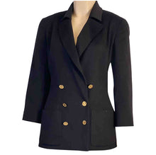 Load image into Gallery viewer, Vintage Collection 23 1990’s Chanel Beautiful Soft Cashmere Black Double Breasted Blazer Jacket FR 38 US 6/8