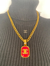 Load image into Gallery viewer, 97P 1997 Spring Vintage Chanel CC turnlock red Gripoix stone pendant necklace