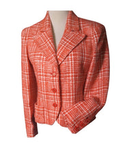 Load image into Gallery viewer, 97P, 1997 Spring Vintage Chanel Boutique Orange Plaid Wool Tweed Jacket Blazer Skirt Suit Set US 8/10
