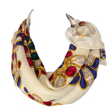 Load image into Gallery viewer, Large Vintage Chanel Jewel Multicolor Print Silk Scarf