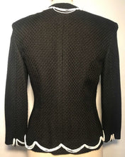 Load image into Gallery viewer, Chanel 03P Spring Black Pearl Scallop Trim wool Cardigan Jacket FR 38 US 4