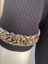 Load image into Gallery viewer, NWT Chanel 10P, 2010 Spring black gold trim chain dress FR 38