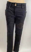 Load image into Gallery viewer, Chanel Runway 12P, 2012 Spring black with leather patchwork Denim Jeans Pants FR 38 US 4