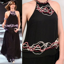 Load image into Gallery viewer, RARE Chanel 02C 2002 Cruise open back sleeveless Top Blouse Embellished with yards of pearls in various colors FR 40 US 4/6