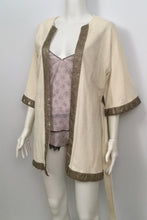 Load image into Gallery viewer, Chanel Swim Robe Ivory Metallic terrycloth Cotton Gold CC Logos 09C Cruise Resort FR 36 US 4/6/8