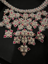 Load image into Gallery viewer, Rare Chanel 16S 2016 Spring Bib Collar Red Blue Gripoix Silver Necklace