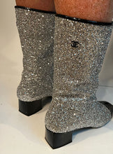 Load image into Gallery viewer, Chanel 17A, 2017 Silver Metallic Glitter Boots EU 41 US 9.5