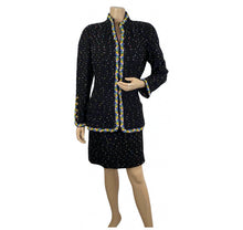 Load image into Gallery viewer, 1980’s Collection 23 Chanel Black Multicolor Confetti Jacket Skirt Suit Set US 8/10