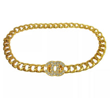 Load image into Gallery viewer, RARE Collectable 95P 1995 Spring Chanel vintage belt gold chain crystal CC