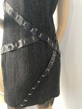 Load image into Gallery viewer, Chanel 2003 Fall 03A Snap Collection Black Tweed Boucle Satin with Camellia lace dress US 4
