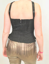 Load image into Gallery viewer, Vintage Chanel 00A, 2000 Fall Autumn Black Tassel Beaded Tube Camisole Top Blouse FR 40 US 4