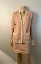 Load image into Gallery viewer, Chanel 18P 2018 Spring Pink Ivory 3 Pc Woven Cardigan Skirt Belt Skirt Set FR 36 US 4/6