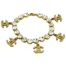 Load image into Gallery viewer, 96P, 1996 Spring RARE Chanel Vintage Gold Metal Crystals CC Bracelet Necklace Set