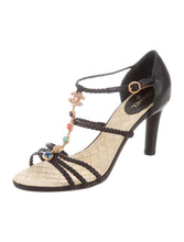 Load image into Gallery viewer, Chanel Black Stone CC logo Gripoix Sandal Heels EU 39.5 US