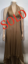 Load image into Gallery viewer, Frisky Chanel 2003 03P Spring Vintage Beige Sequin Halter Backless Long Chiffon Silk gown FR 38 US 4