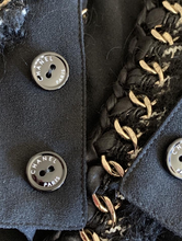Load image into Gallery viewer, Chanel 11A, 2011 Fall black Blouse top w chain tweed trim FR 42 US 8