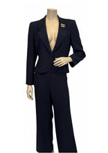 Load image into Gallery viewer, Chanel 02C 2002 Cruise Dark Navy Pants Jacket Suit Set FR 42 US 6/8
