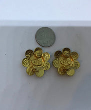 Load image into Gallery viewer, 1989 Collection 28 Rare Vintage Chanel Flower Gold Metal CC Logo Clip On Earrings