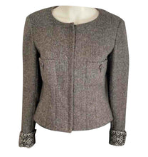 Load image into Gallery viewer, Chanel 08A 2008 Fall Collarless Herringbone Jacket with removable Cuffs FR 40 US 4