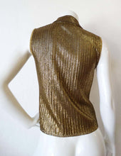 Load image into Gallery viewer, Vintage Chanel 01C 2001 Cruise Resort Sleeveless Gold Metallic Collar Polo Top Blouse FR 34 US 2/4