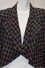 Load image into Gallery viewer, Chanel 11P, 2011 Spring Black Multicolor Tweed Ostrich Feather Trim Blazer Dress Cardigan Jacket FR 38 US 4/6