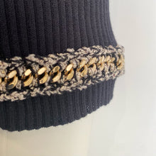 Load image into Gallery viewer, NWT Chanel 10P, 2010 Spring black gold trim chain dress FR 38