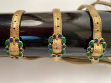 Load image into Gallery viewer, Chanel 15P 2015 Spring Gold Leather Gladiator Strap Sandals with stones EU 39.5