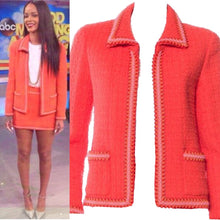 Load image into Gallery viewer, 94P, 1994 Spring Extremely Rare! Vintage Chanel Orange Tweed Scobido Trim Boucle  Jacket FR 36 US 4