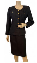 Load image into Gallery viewer, Vintage Chanel 1980’s Collection 15 Black Linen Skirt Suit US 2/4
