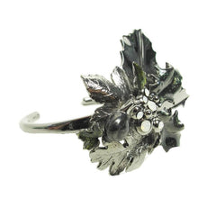 Load image into Gallery viewer, Rare Chanel 05A 2005 Fall Cuff Bracelet Gunmetal with Leaves and Opalescent Stones