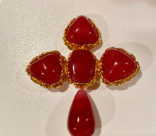 Load image into Gallery viewer, 1989 collection 28 Chanel vintage Large matte Red brick Cross gripoix poured glass pin brooch