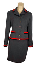 Load image into Gallery viewer, 94A 1994 Fall Very Rare Vintage Chanel Skirt Suit in Grey/Red/Black FR 42 US 6/8