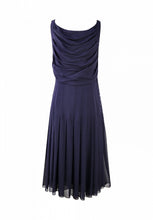 Load image into Gallery viewer, Vintage Chanel 00S, 2000 Spring Summer Black Draped Pleated Chiffon Silk Dress FR 38 US 4