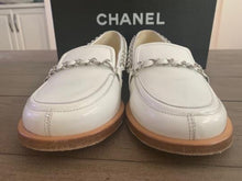 Load image into Gallery viewer, Chanel 10C 2010 Cruise Resort White patent leather chain loafers EU 38 US 7/7.5 Narrow