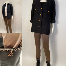 Load image into Gallery viewer, Chanel Black Leather Mid Length Calf CC Chain Logo Boots EU 39.5 US 8.5/9