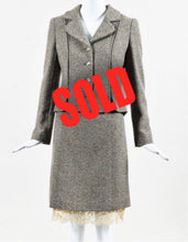 Load image into Gallery viewer, Chanel Vintage 03A, 2003 Fall Autumn Brown Tweed Lace Jacket Blazer Skirt Suit Set FR 48 US 14/16