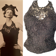 Load image into Gallery viewer, 95A, 1995 Fall Vintage Chanel elaborate Lace Halter Evening Top Blouse US 2-4