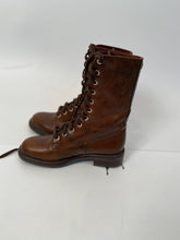 Load image into Gallery viewer, Chanel 13A Paris Edinburgh Brown Leather Lace Up Engineer Boots EU 39