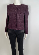 Load image into Gallery viewer, Chanel 02P 2002 Spring Maroon Tweed Jacket FR 42 US 6/8