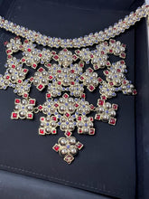 Load image into Gallery viewer, Rare Chanel 16S 2016 Spring Bib Collar Red Blue Gripoix Silver Necklace