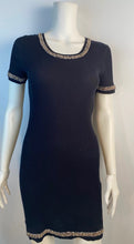 Load image into Gallery viewer, NWT Chanel 10P, 2010 Spring black gold trim chain dress FR 38