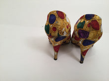 Load image into Gallery viewer, 1989 Chanel Vintage With Box! Satin CC logo Jewelry Heels EU 38.5 US 7.5/8