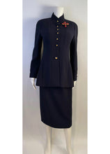 Load image into Gallery viewer, 93P/93A 1993 Chanel Boutique Vintage Dark Navy Skirt Suit Set FR 36/38