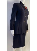 Load image into Gallery viewer, 93P/93A 1993 Chanel Boutique Vintage Dark Navy Skirt Suit Set FR 36/38